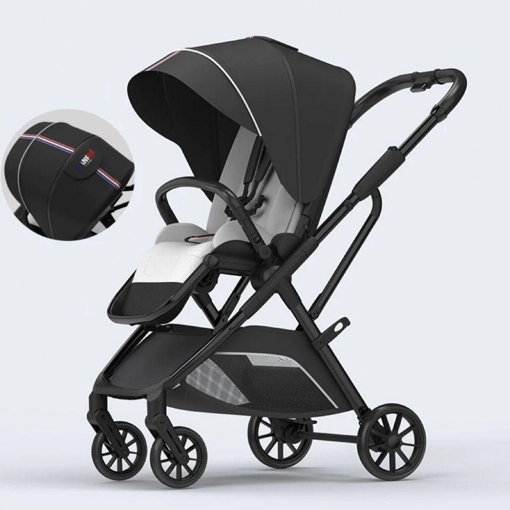 Carucior pliabil, 2 in 1, reversibil, geanta scutece, 6-36 luni, transformabil din landou in parte sport, Colectie Lux, C7-Negru
