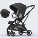 Carucior pliabil, 2 in 1, reversibil, geanta scutece, 6-36 luni, transformabil din landou in parte sport, Colectie Lux, C7-Negru