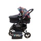 Carucior 2 in 1 cu landou reversibil, geanta pentru scutece, 0-36 luni, plasa pentru insecte, Colectie Lux, 800-Negru cu Dino