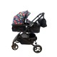 Carucior 2 in 1 cu landou reversibil, geanta pentru scutece, 0-36 luni, plasa pentru insecte, Colectie Lux, 800-Negru cu Dino
