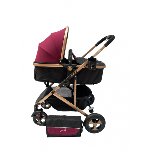 Carucior 2 in 1 cu landou reversibil, geanta pentru scutece, 0-36 luni, plasa pentru insecte, Colectie Lux, 800-Rosu