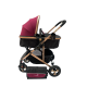 Carucior 2 in 1 cu landou reversibil, geanta pentru scutece, 0-36 luni, plasa pentru insecte, Colectie Lux, 800-Rosu