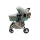 Carucior 2 in 1 cu landou reversibil, geanta pentru scutece, 0-36 luni, plasa pentru insecte, Colectie Lux, 800-Gri-Turcuaz