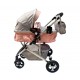 Carucior 2 in 1 cu landou reversibil, geanta pentru scutece, 0-36 luni, plasa pentru insecte, Colectie Lux, 800-Roz