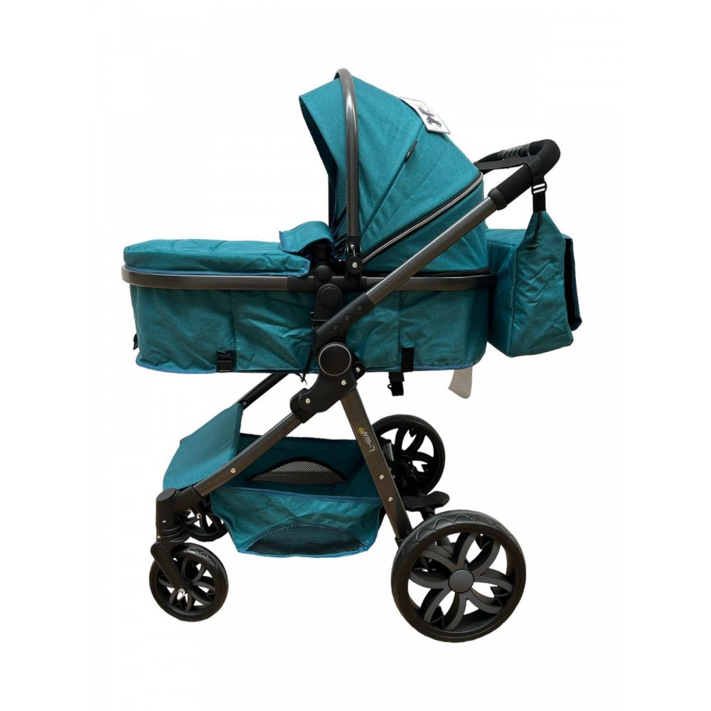 Carucior 2 in 1 Reversibil, Landou si Sport, copertina extensibil, geantă pentru scutece, 0-36 luni, T8-Verde Inchis