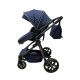 Carucior 2 in 1 Reversibil, Landou si Sport, copertina extensibil, geanta pentru scutece, 0-36 luni, T8-Albastru