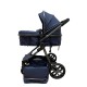 Carucior 2 in 1 Reversibil, Landou si Sport, copertina extensibil, geanta pentru scutece, 0-36 luni, T8-Albastru