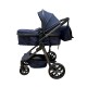 Carucior 2 in 1 Reversibil, Landou si Sport, copertina extensibil, geanta pentru scutece, 0-36 luni, T8-Albastru