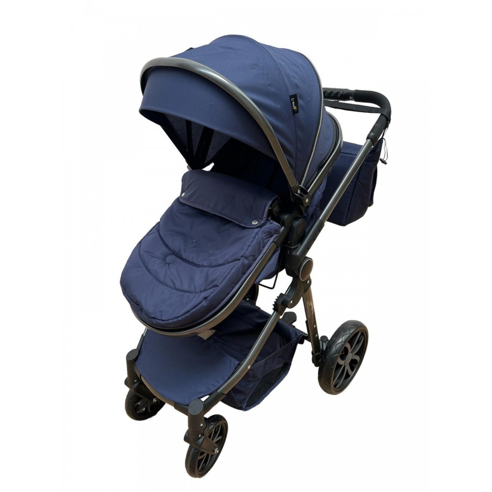 Carucior 2 in 1 Reversibil, Landou si Sport, copertina extensibil, geanta pentru scutece, 0-36 luni, T8-Albastru
