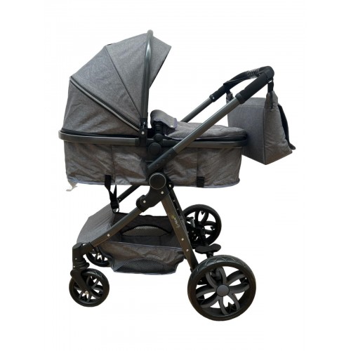 Carucior 2 in 1 Reversibil, Landou si Sport, copertina extensibil, geanta pentru scutece, 0-36 luni, T8-Gri