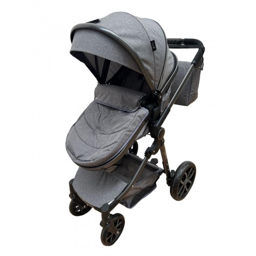 Carucior 2 in 1 Reversibil, Landou si Sport, copertina extensibil, geanta pentru scutece, 0-36 luni, T8-Gri