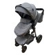 Carucior 2 in 1 Reversibil, Landou si Sport, copertina extensibil, geanta pentru scutece, 0-36 luni, T8-Gri