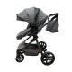 Carucior 2 in 1 Reversibil, Landou si Sport, copertina extensibil, geanta pentru scutece, 0-36 luni, T8-Gri