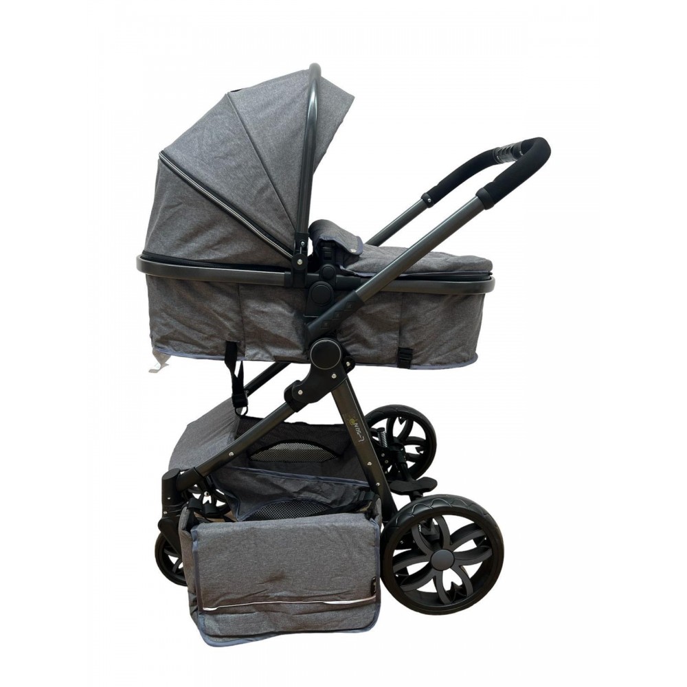 Carucior 2 in 1 Reversibil, Landou si Sport, copertina extensibil, geanta pentru scutece, 0-36 luni, T8-Gri
