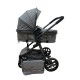 Carucior 2 in 1 Reversibil, Landou si Sport, copertina extensibil, geanta pentru scutece, 0-36 luni, T8-Gri