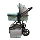 Carucior 2 in 1 Reversibil, Landou si Sport, copertina extensibil, geanta pentru scutece, 0-36 luni, T8-Verde-Menta