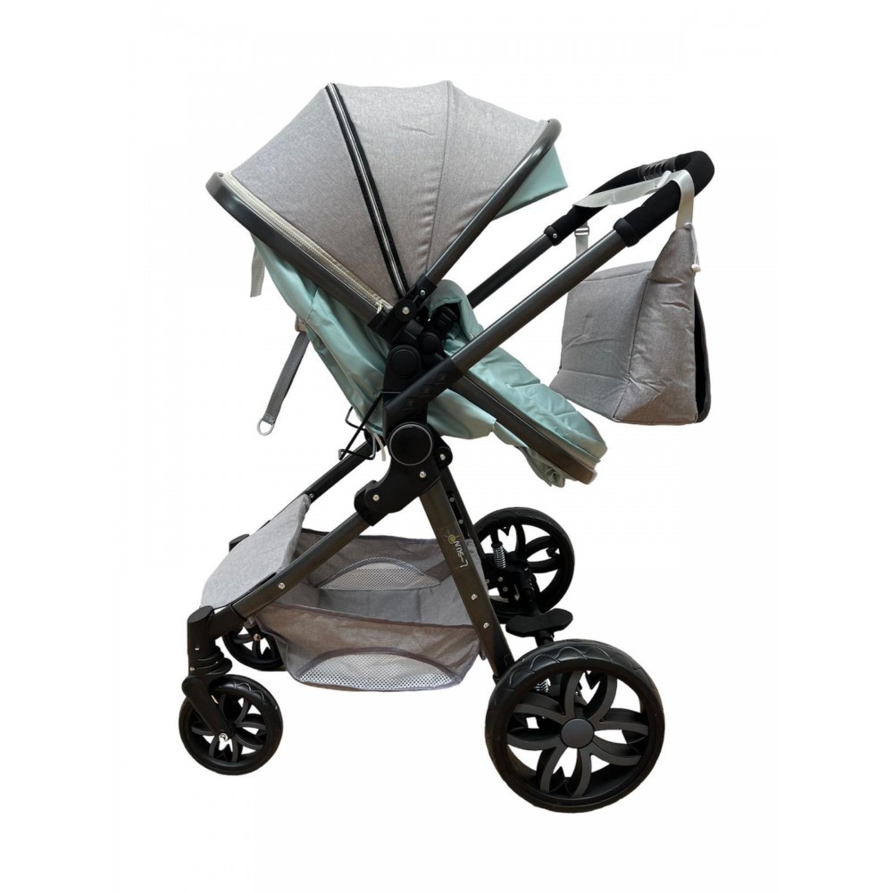 Carucior 2 in 1 Reversibil, Landou si Sport, copertina extensibil, geanta pentru scutece, 0-36 luni, T8-Verde-Menta