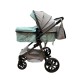 Carucior 2 in 1 Reversibil, Landou si Sport, copertina extensibil, geanta pentru scutece, 0-36 luni, T8-Verde-Menta