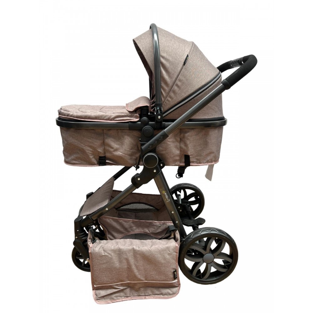 Carucior 2 in 1 Reversibil, Landou si Sport, copertina extensibil, geanta pentru scutece, 0-36 luni, T8-Bej