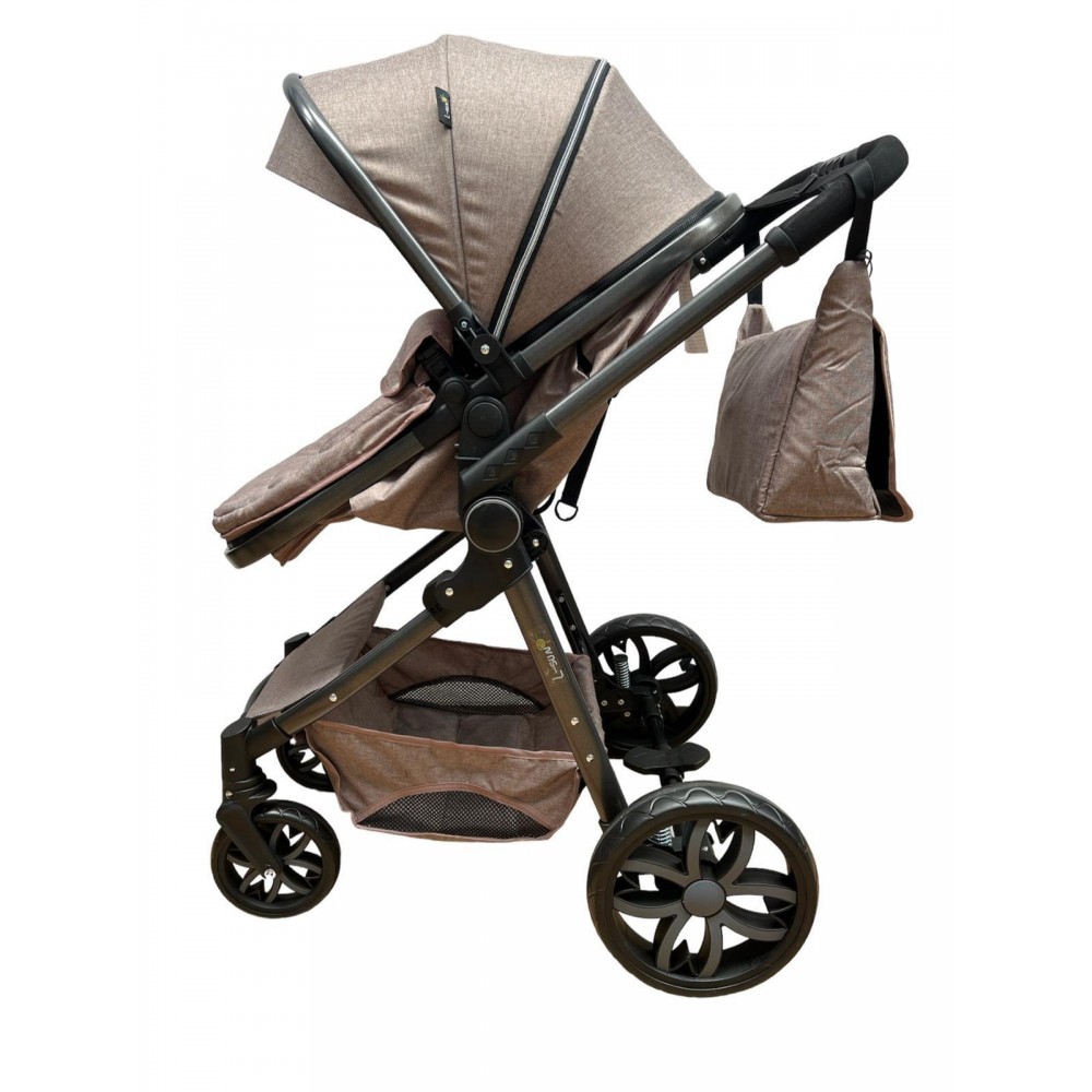 Carucior 2 in 1 Reversibil, Landou si Sport, copertina extensibil, geanta pentru scutece, 0-36 luni, T8-Bej