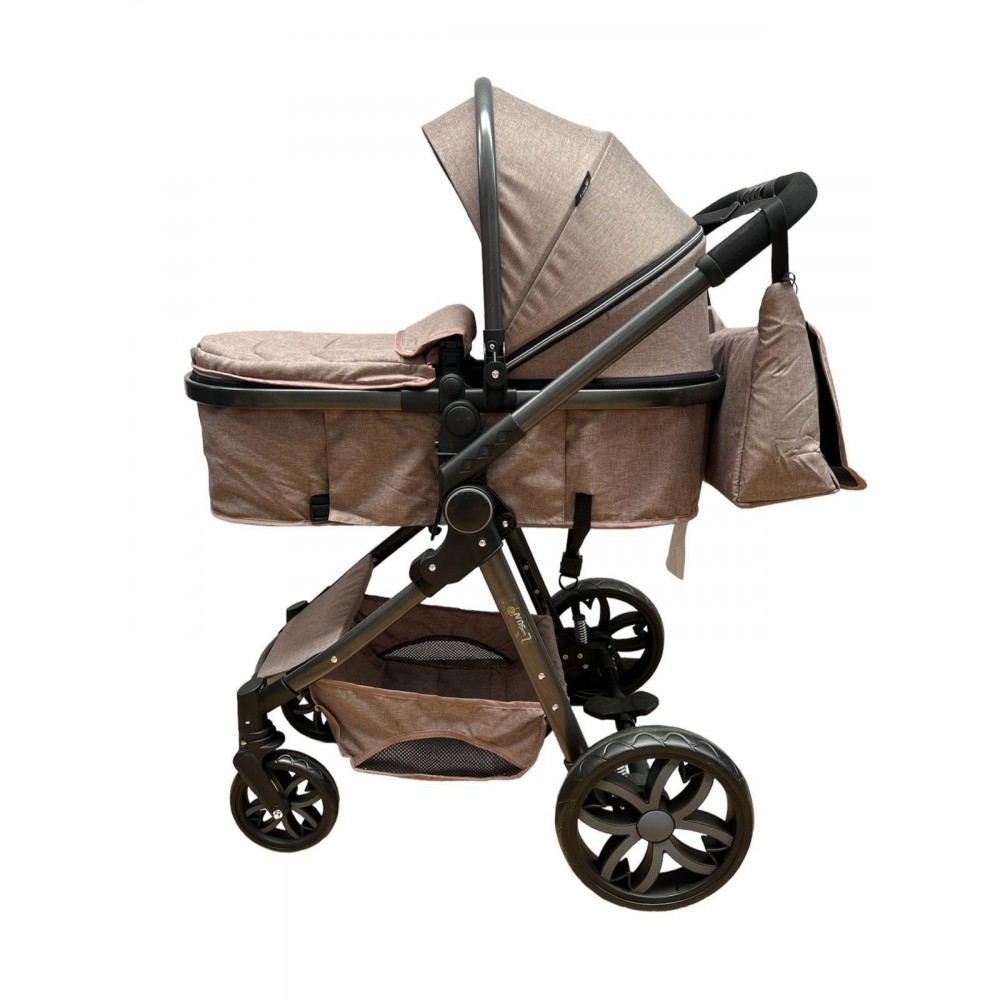 Carucior 2 in 1 Reversibil, Landou si Sport, copertina extensibil, geanta pentru scutece, 0-36 luni, T8-Bej