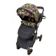 Carucior 2 in 1 pentru copii Landou si Sport, cu maner reversibil si cu suspensii, 0-36 luni, T7-Multicolor