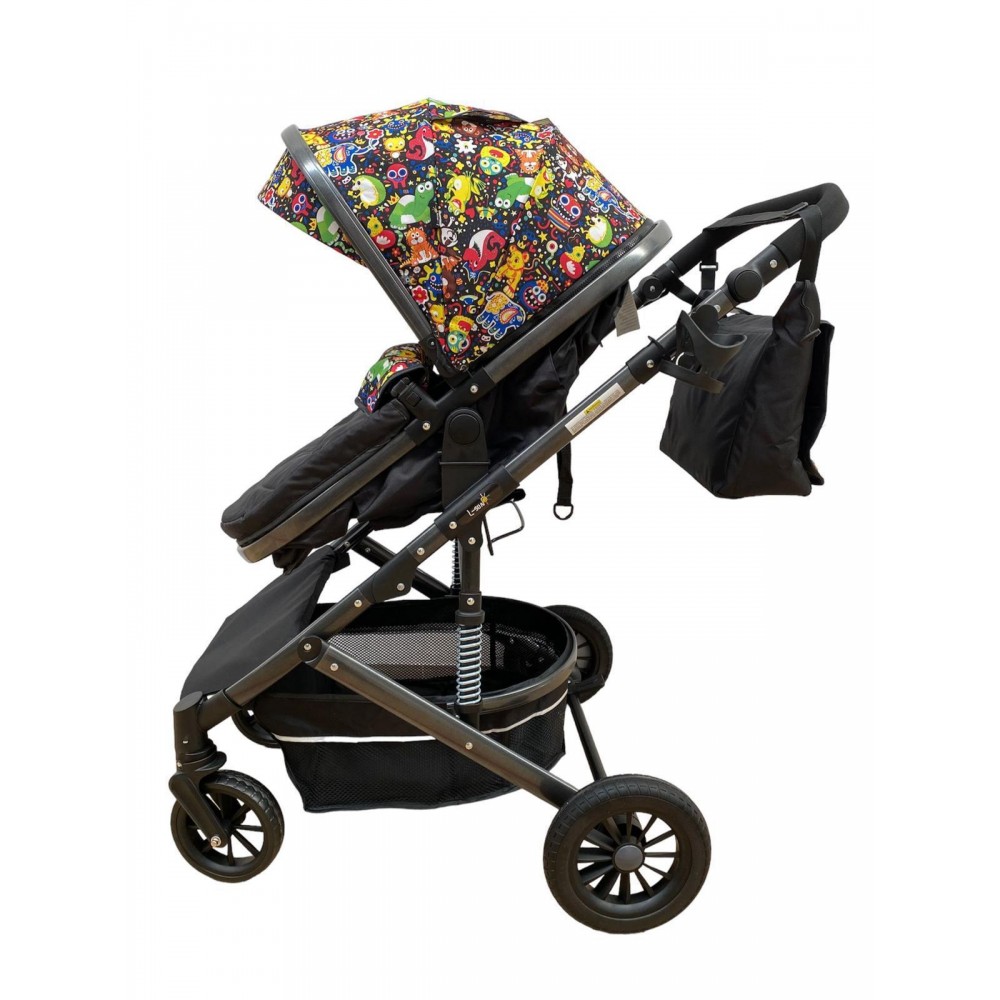 Carucior 2 in 1 pentru copii Landou si Sport, cu maner reversibil si cu suspensii, 0-36 luni, T7-Multicolor