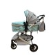 Carucior 2 in 1 pentru copii Landou si Sport, cu maner reversibil si cu suspensii, 0-36 luni, T7-Verde Deschis