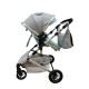 Carucior 2 in 1 pentru copii Landou si Sport, cu maner reversibil si cu suspensii, 0-36 luni, T7-Verde Deschis