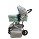 Carucior 2 in 1 pentru copii Landou si Sport, cu maner reversibil si cu suspensii, 0-36 luni, T7-Verde Deschis