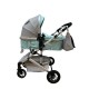 Carucior 2 in 1 pentru copii Landou si Sport, cu maner reversibil si cu suspensii, 0-36 luni, T7-Verde Deschis
