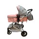 Carucior 2 in 1 pentru copii Landou si Sport, cu maner reversibil si cu suspensii, 0-36 luni, T7-Roz cu gri