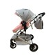 Carucior 2 in 1 pentru copii Landou si Sport, cu maner reversibil si cu suspensii, 0-36 luni, T7-Roz cu gri