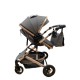 Carucior 2 in 1 pentru copii Landou si Sport, cu maner reversibil si cu suspensii, 0-36 luni, T7-Gri