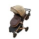 Carucior 2 in 1 pentru copii Landou si Sport, cu maner reversibil si cu suspensii, 0-36 luni, T7-Crem