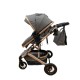 Carucior 2 in 1 pentru copii Landou si Sport, cu maner reversibil si cu suspensii, 0-36 luni, T7-Gri