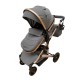 Carucior 2 in 1 pentru copii Landou si Sport, cu maner reversibil si cu suspensii, 0-36 luni, T7-Gri