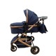 Carucior 2 in 1 pentru copii Landou si Sport, cu maner reversibil si cu suspensii, 0-36 luni, T7-Albastru