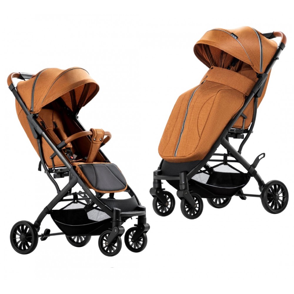 Carucior sport compact cu spatar reglabil, pliere tip troller si husa de picioare. 6-36 luni, S1-Maro