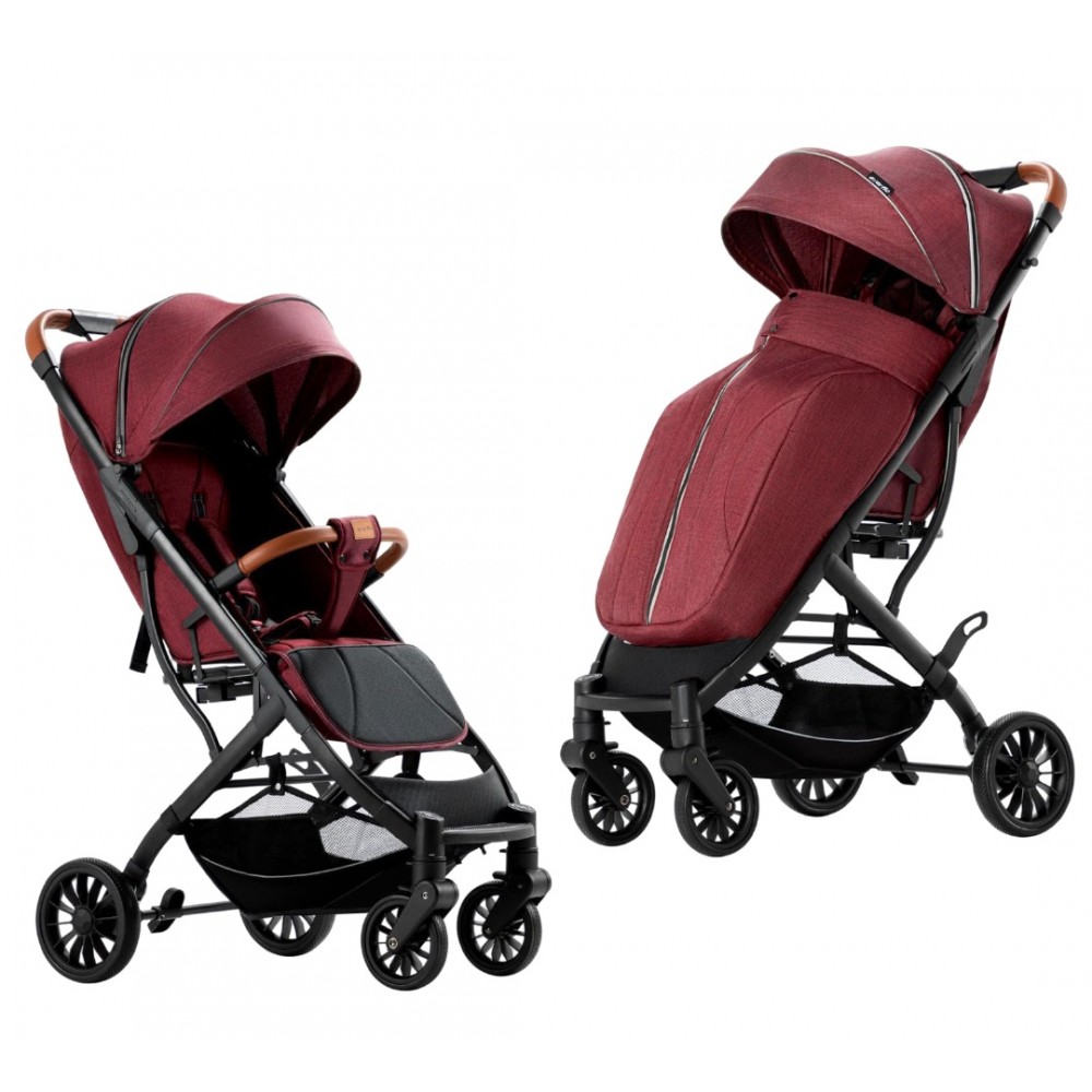 Carucior sport compact cu spatar reglabil, pliere tip troller si husa de picioare. 6-36 luni, S1-Rosu