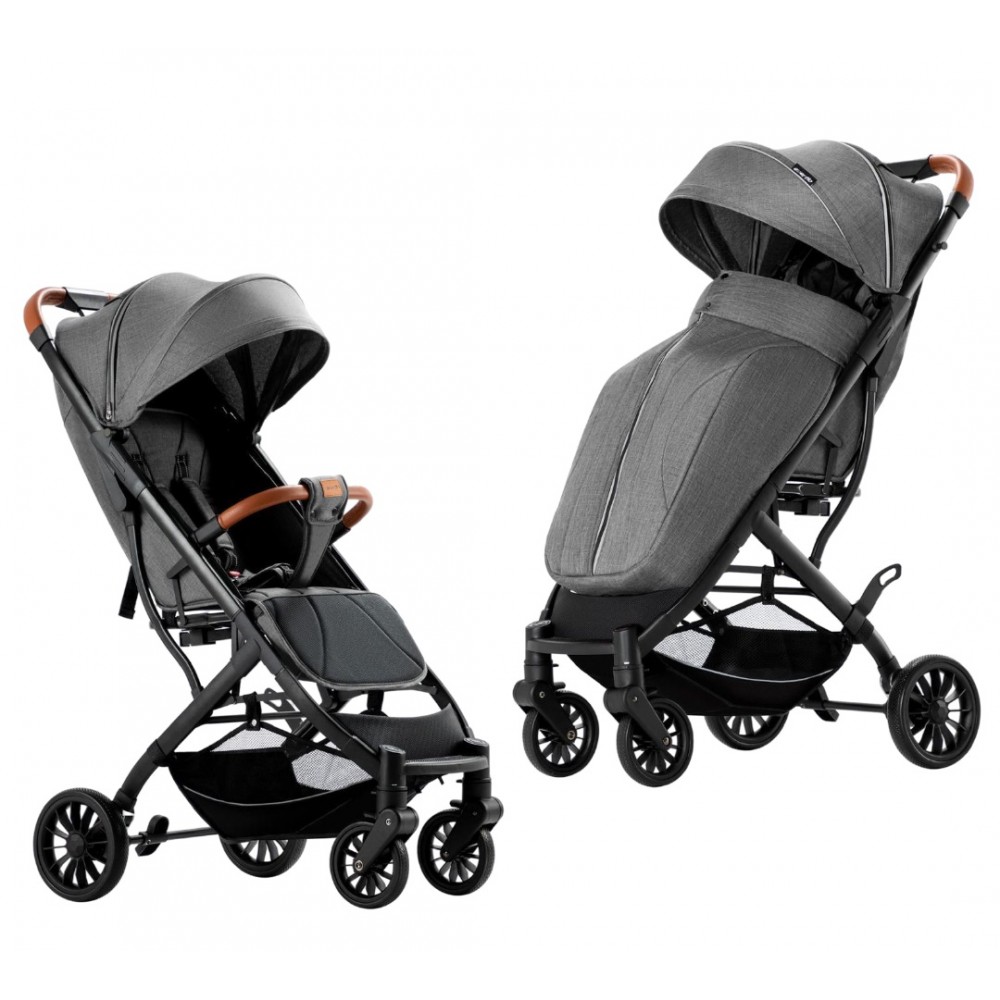 Carucior sport compact cu spatar reglabil, pliere tip troller si husa de picioare. 6-36 luni, S1-Gri