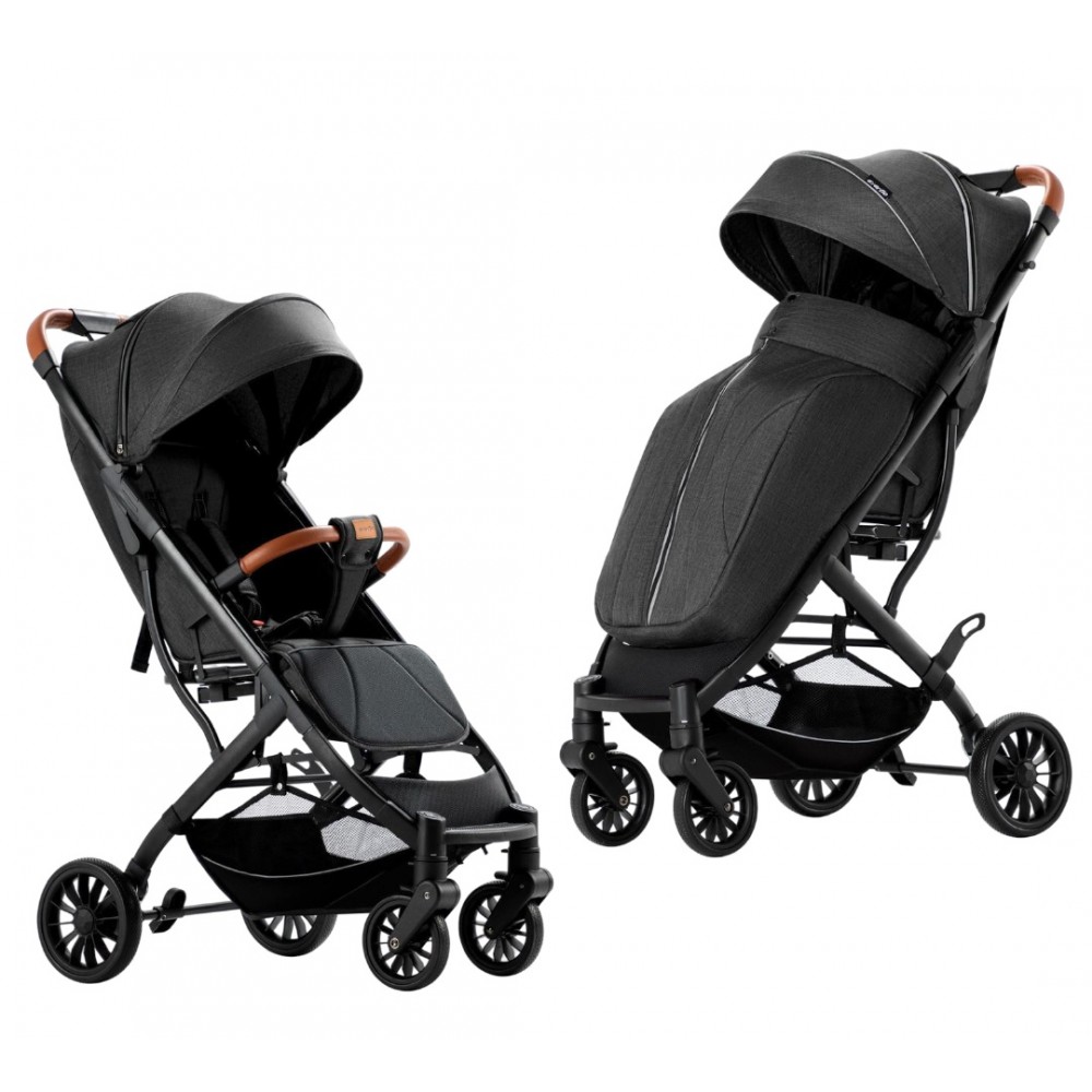 Carucior sport compact cu spatar reglabil, pliere tip troller si husa de picioare. 6-36 luni, S1-Negru