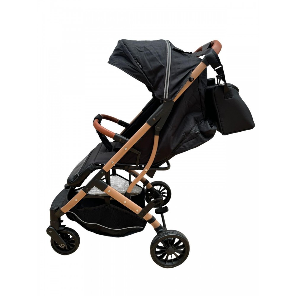 Carucior sport cu geanta si husa pentru picioare, pliere rapida tip troller, 6-36 luni, S2-Negru