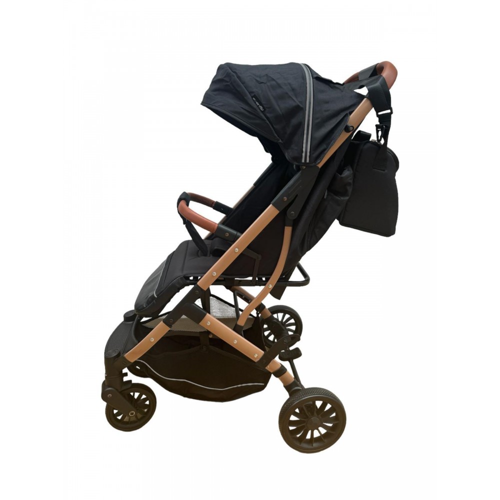 Carucior sport cu geanta si husa pentru picioare, pliere rapida tip troller, 6-36 luni, S2-Negru