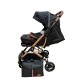 Carucior sport cu geanta si husa pentru picioare, pliere rapida tip troller, 6-36 luni, S2-Negru