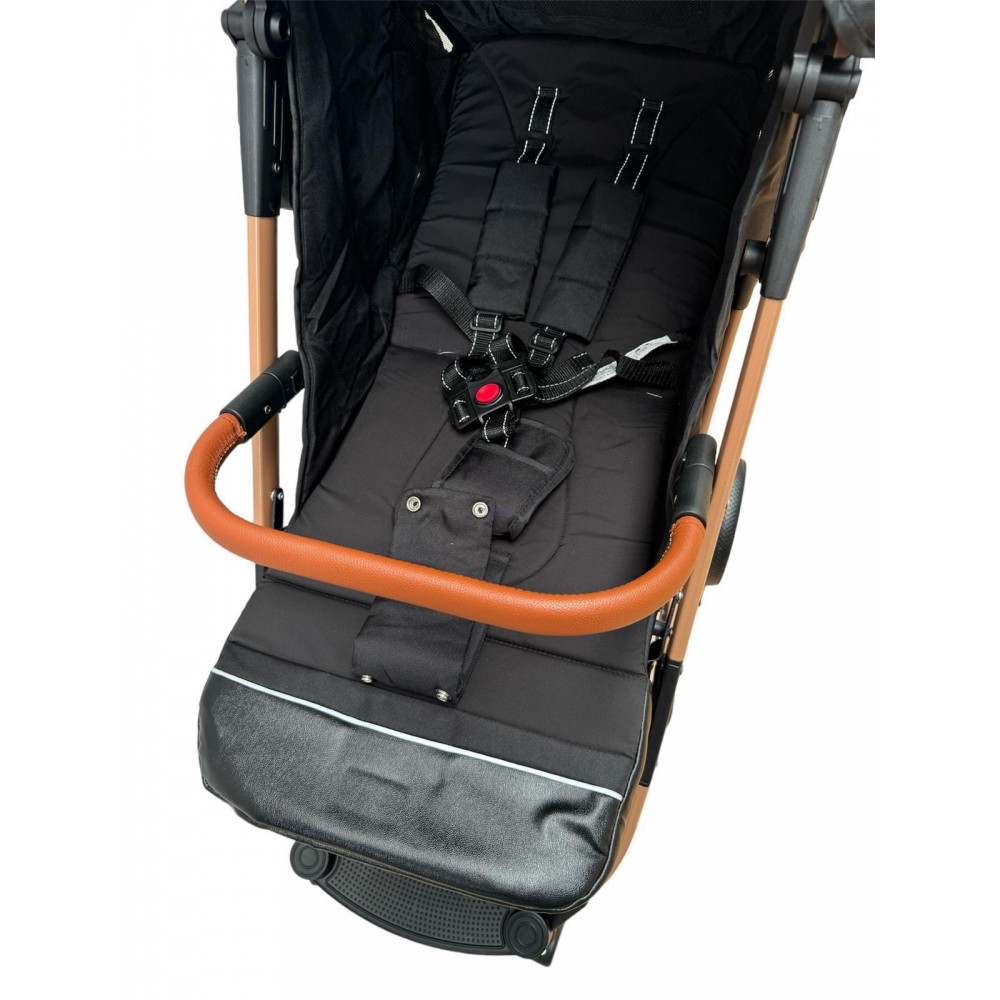 Carucior sport cu geanta si husa pentru picioare, pliere rapida tip troller, 6-36 luni, S2-Negru