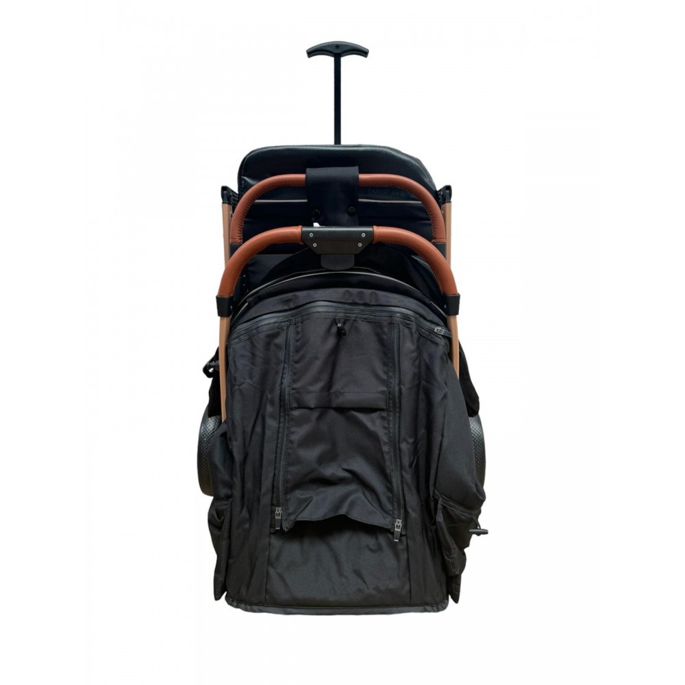 Carucior sport cu geanta si husa pentru picioare, pliere rapida tip troller, 6-36 luni, S2-Negru