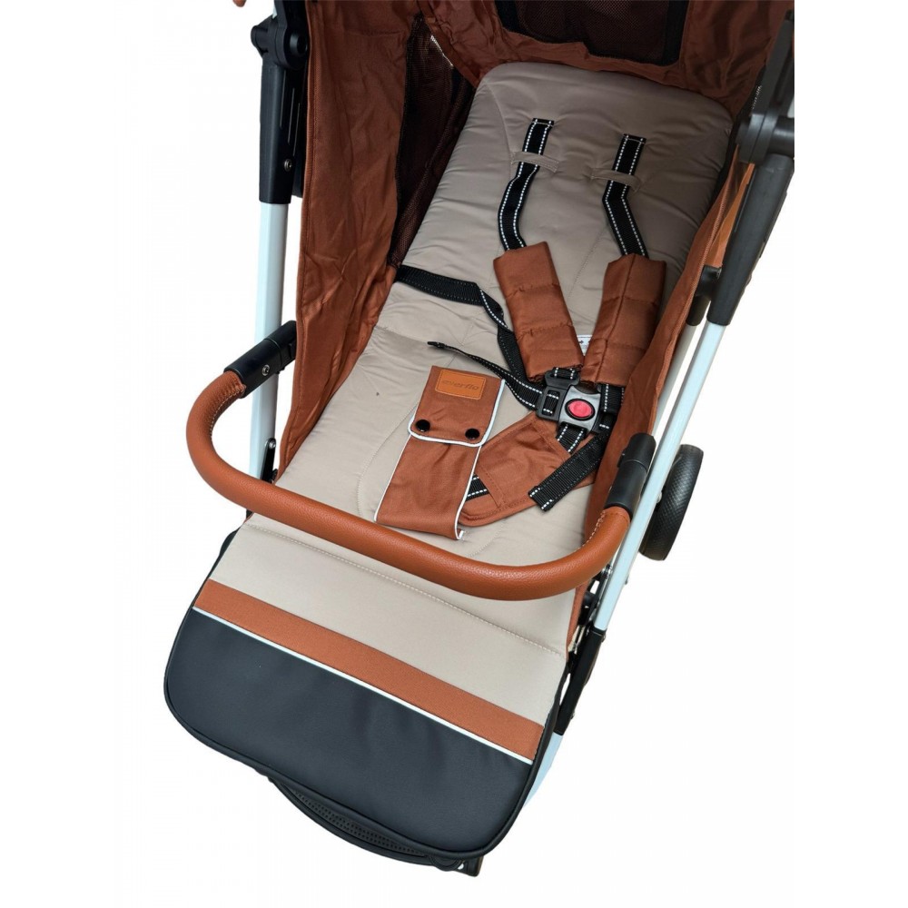 Carucior sport cu geanta si husa pentru picioare, pliere rapida tip troller, 6-36 luni, S2-Maro