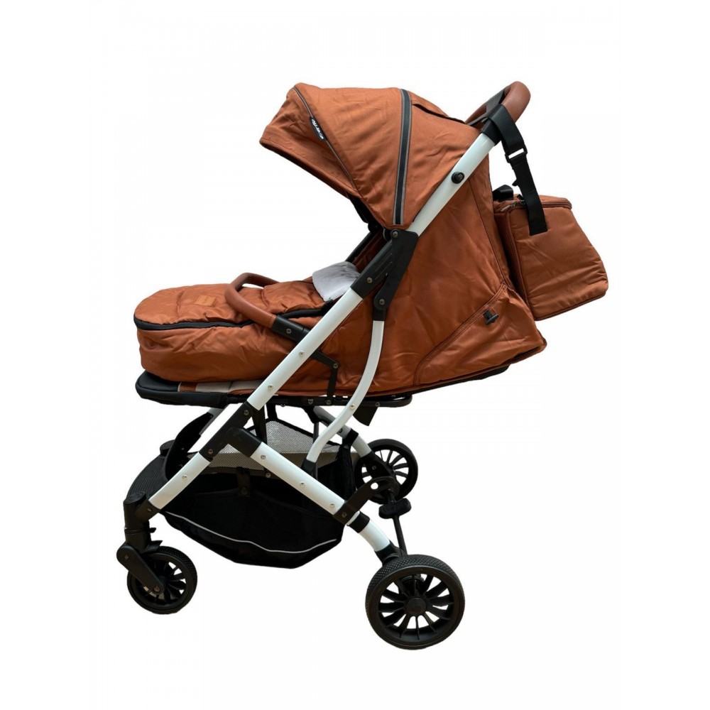Carucior sport cu geanta si husa pentru picioare, pliere rapida tip troller, 6-36 luni, S2-Maro