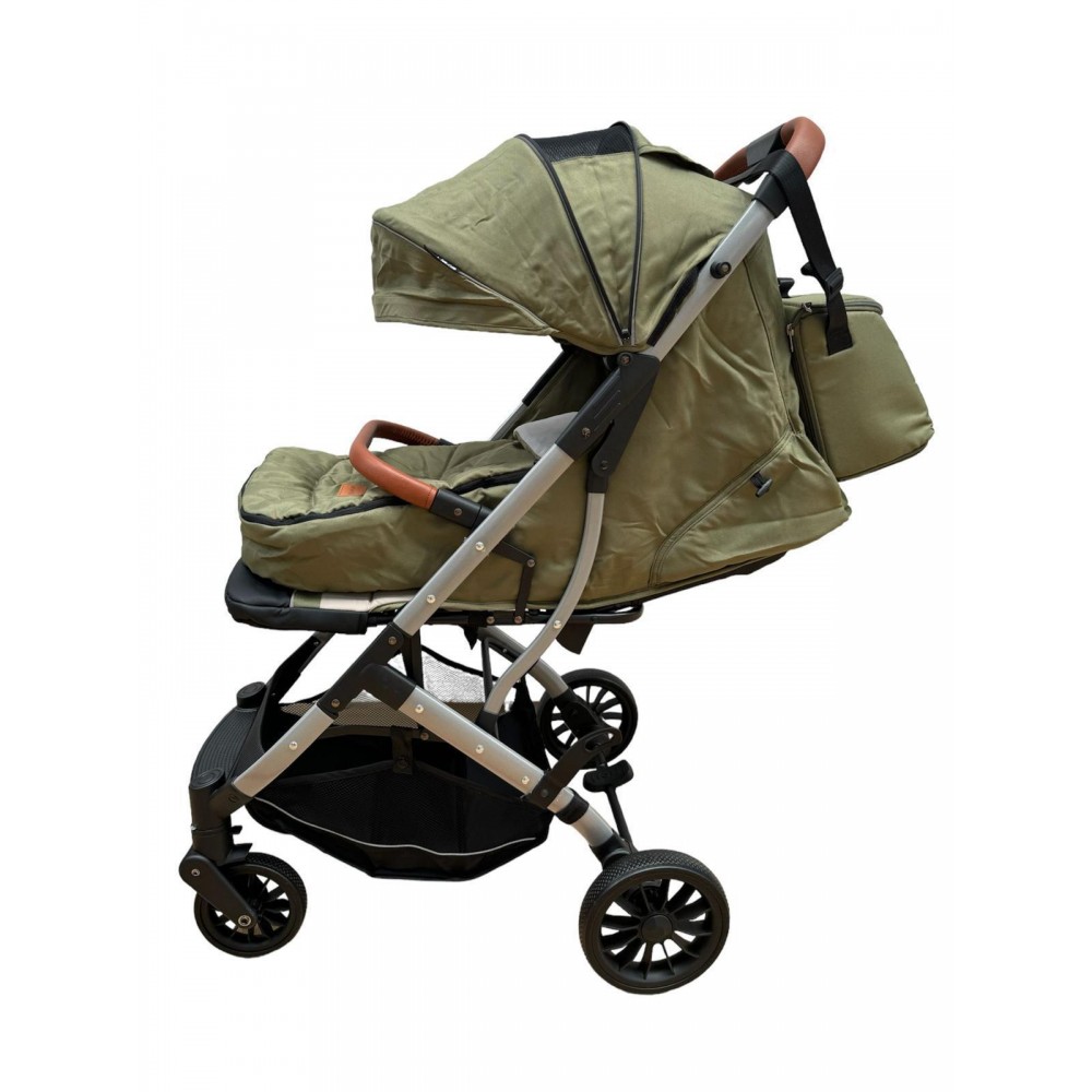 Carucior sport cu geanta si husa pentru picioare, pliere rapida tip troller, 6-36 luni, S2-Verde